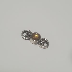 2/$15 Sterling Silver Link with Citrine Round Cabochon 925